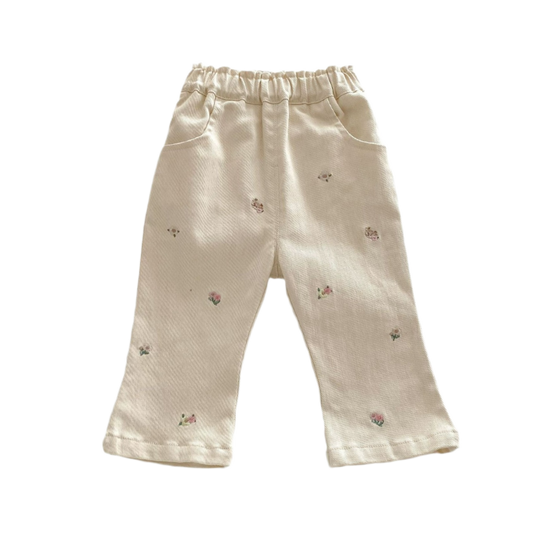 Little Blossom Flare Pants - Cream