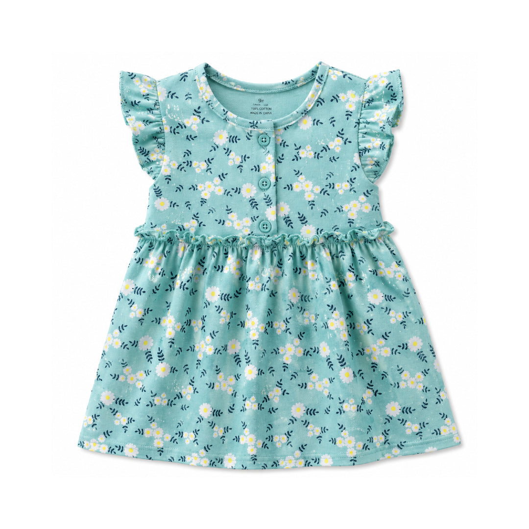 Little Daisy Baby Cotton Dress – Mint Aqua