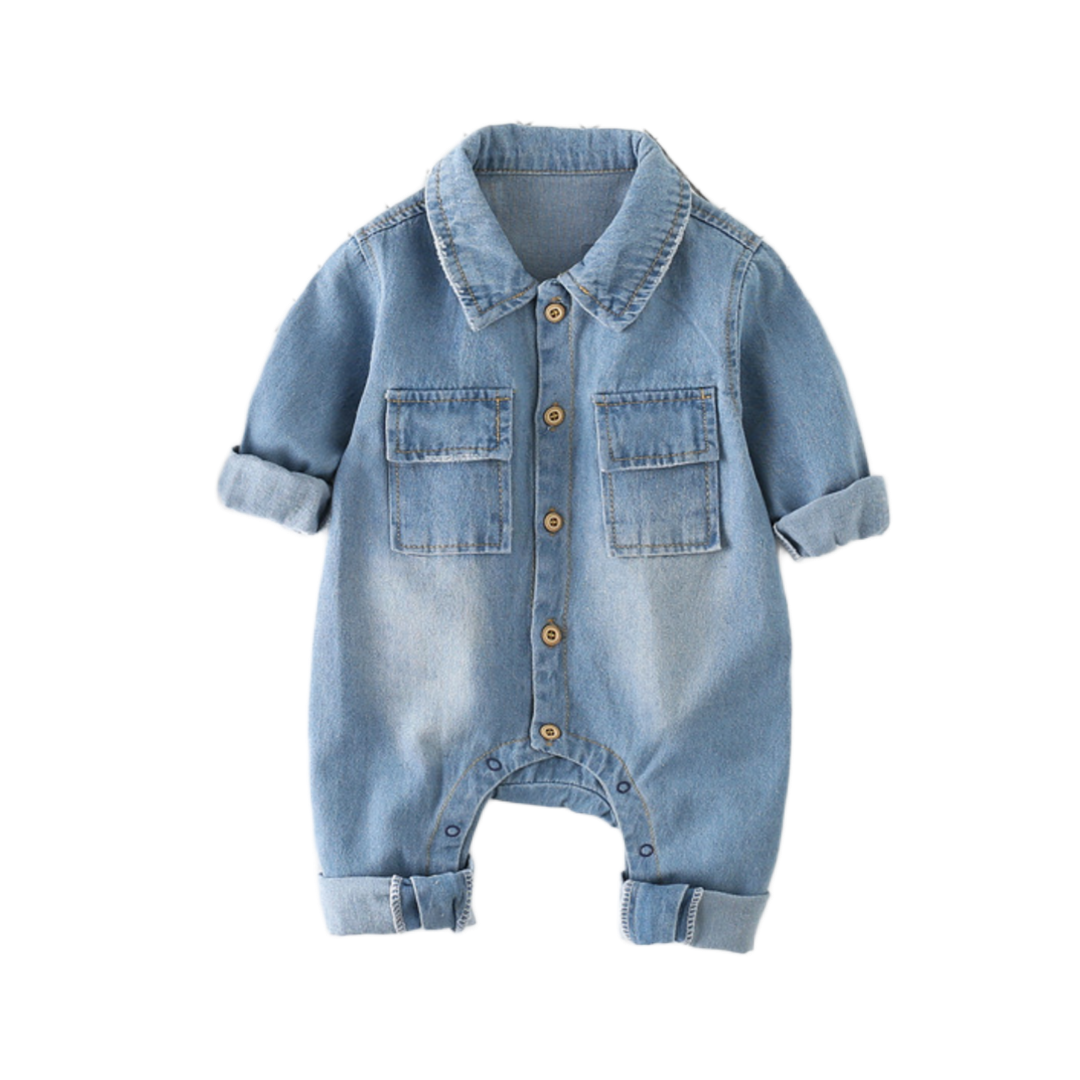 Little Giraffe Denim Jumpsuit - Blue