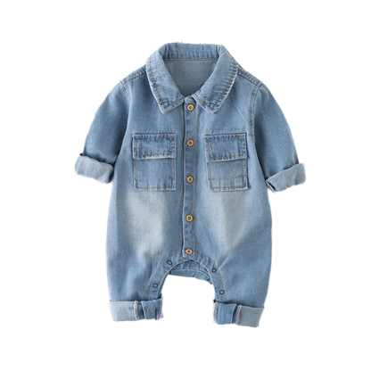 Little Giraffe Denim Jumpsuit - Blue