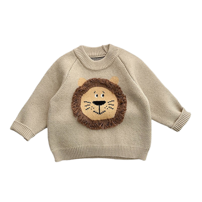 Little Lion Knit Sweater - Almond Beige