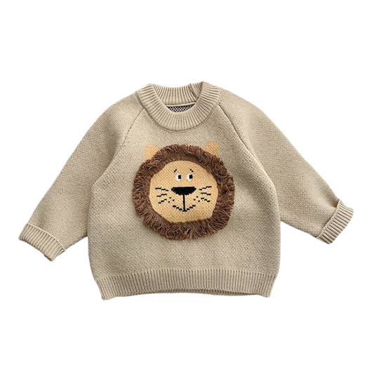 Little Lion Knit Sweater - Almond Beige