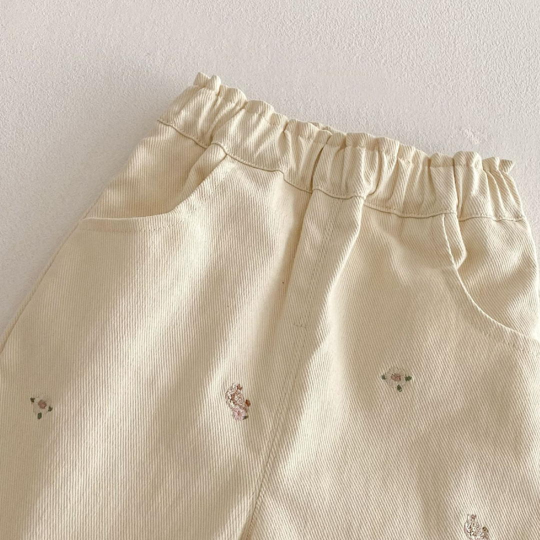 Little Blossom Flare Pants - Cream