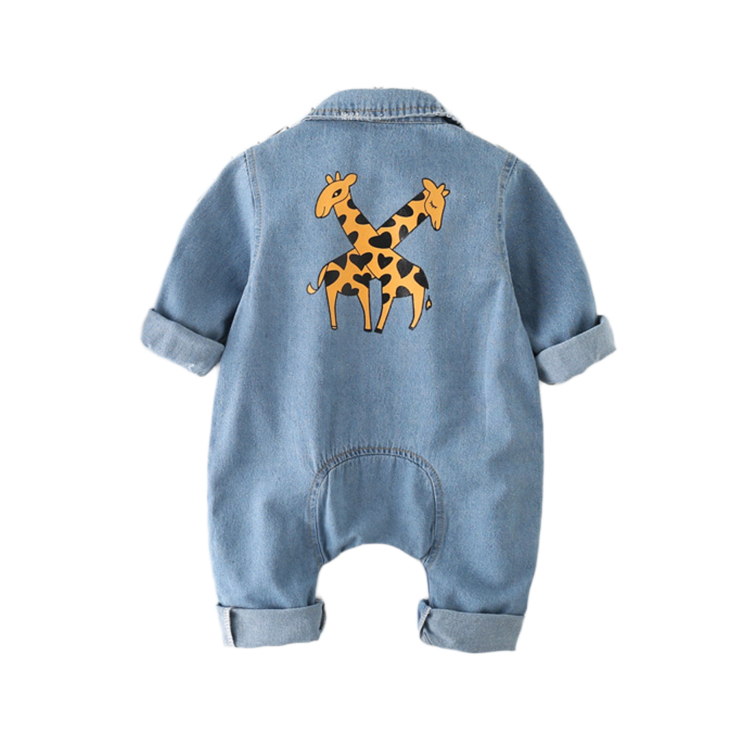 Little Giraffe Denim Jumpsuit - Blue