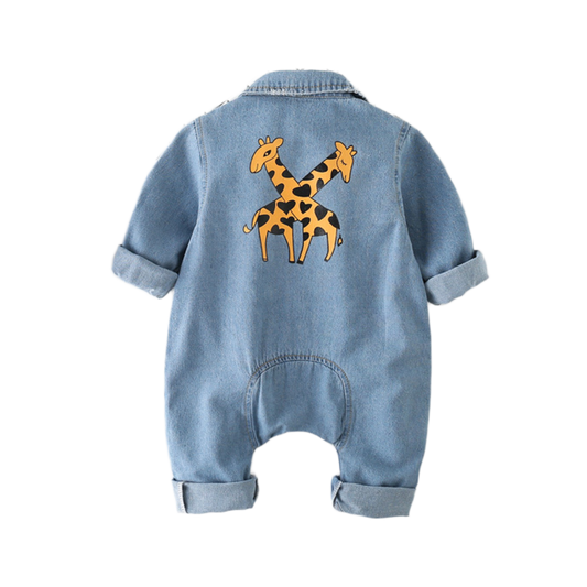 Little Giraffe Denim Jumpsuit - Blue