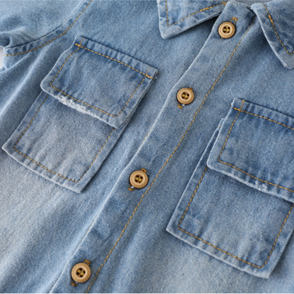 Little Giraffe Denim Jumpsuit - Blue