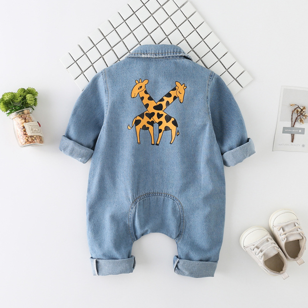 Little Giraffe Denim Jumpsuit - Blue