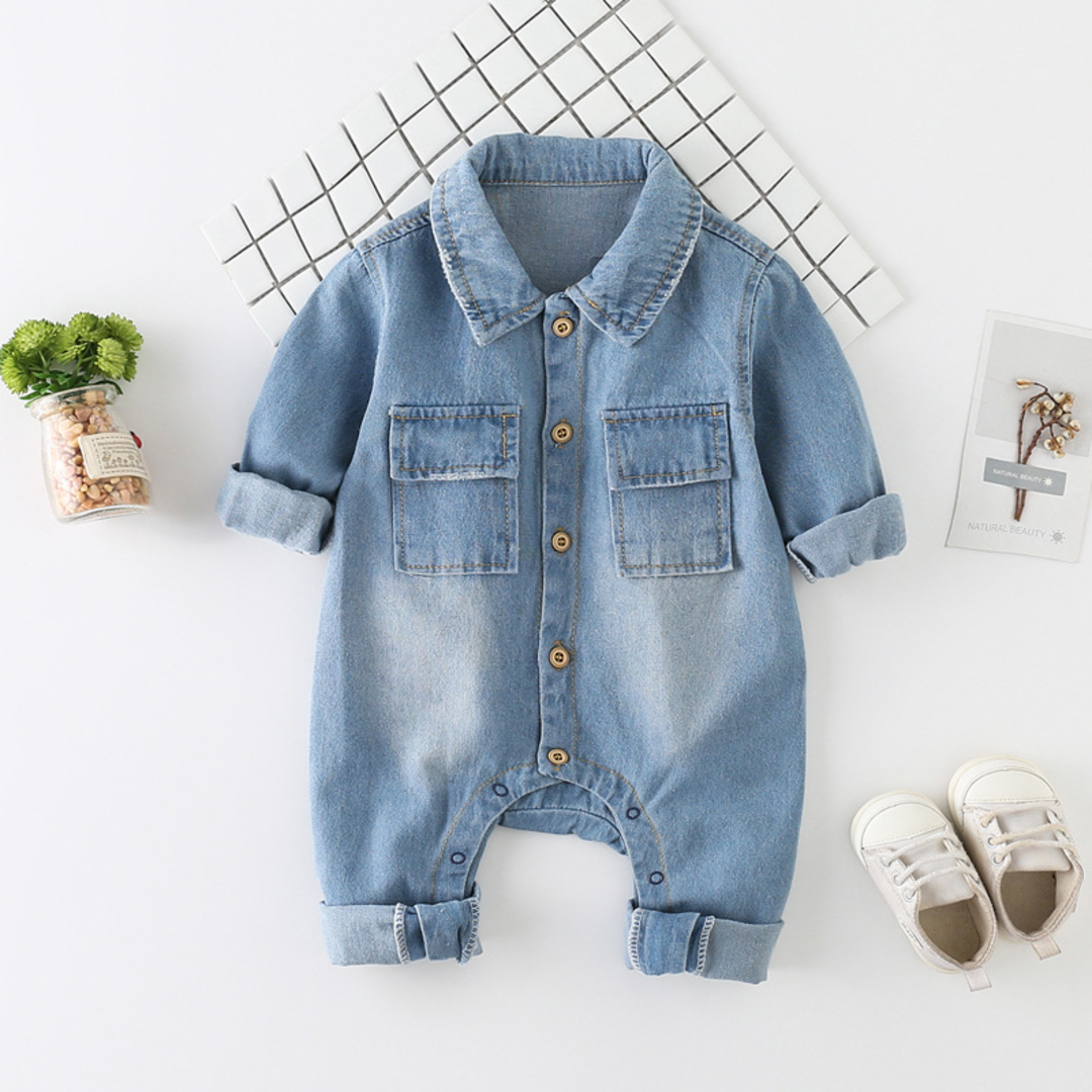 Little Giraffe Denim Jumpsuit - Blue