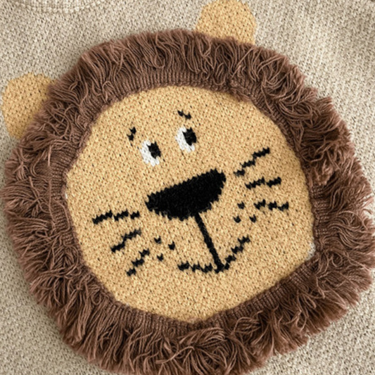Little Lion Knit Sweater - Almond Beige