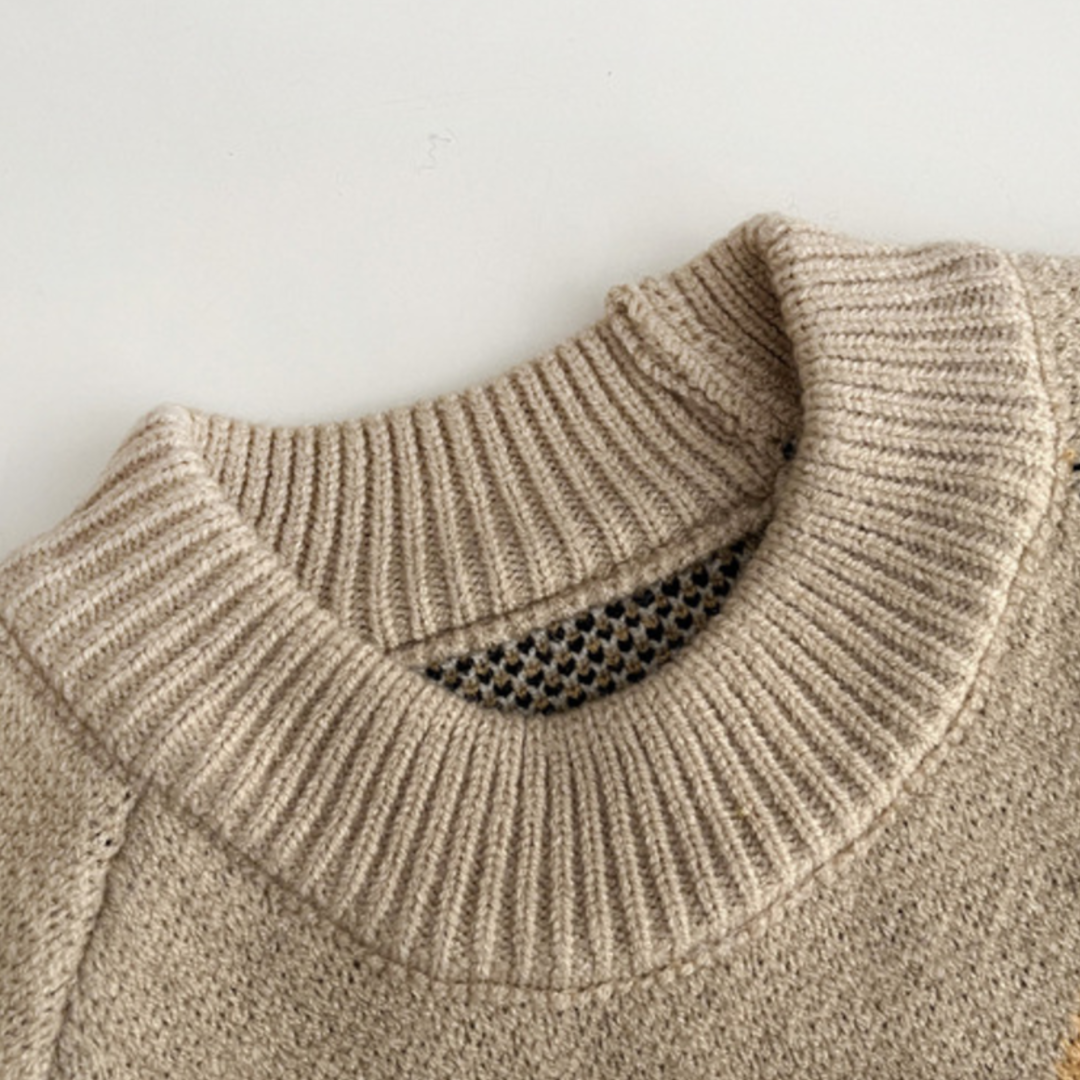 Little Lion Knit Sweater - Almond Beige