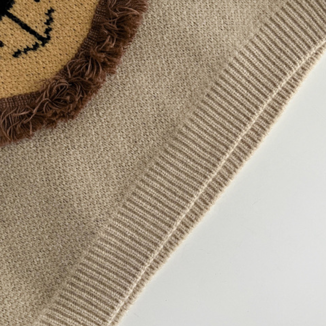 Little Lion Knit Sweater - Almond Beige