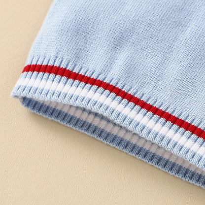 Knitted Blue Boat Print Short Sets - Baby Boy