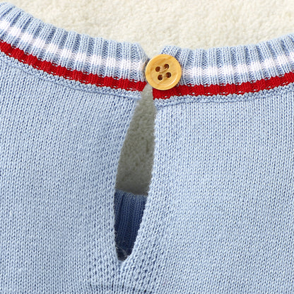 Knitted Blue Boat Print Short Sets - Baby Boy
