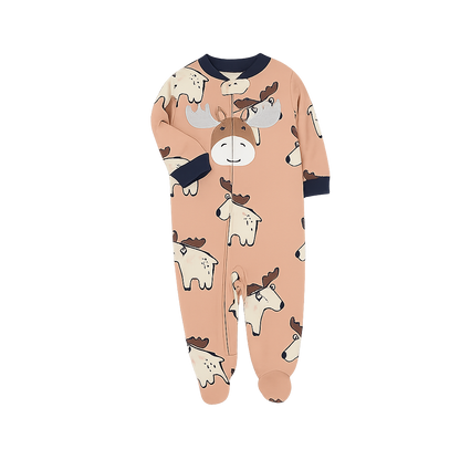 Moose Woodland Footed Sleeper – Warm Beige