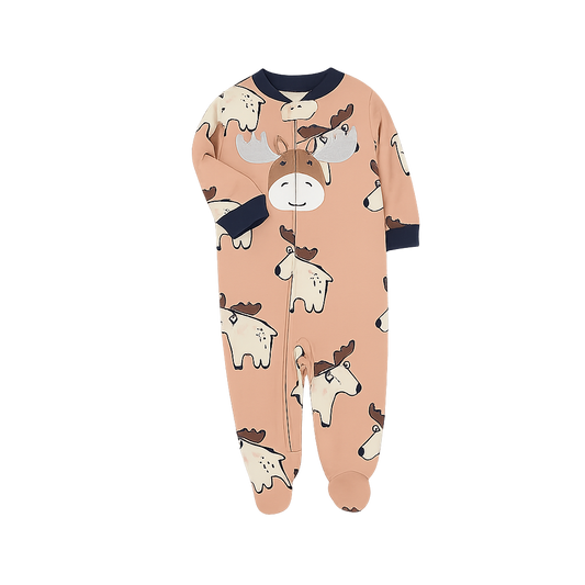 Moose Woodland Footed Sleeper – Warm Beige