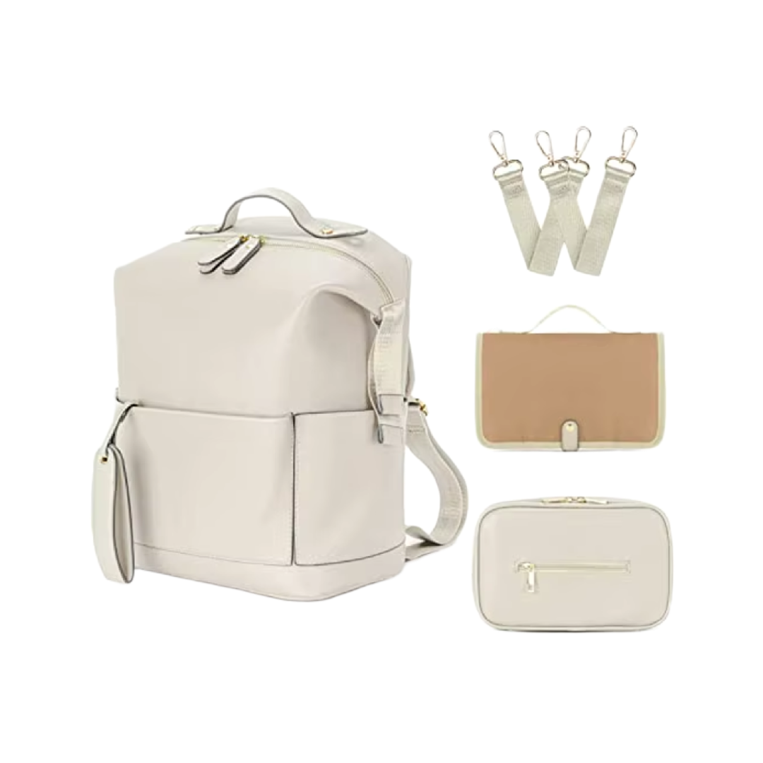 Diaper Bag & Backpack Set – White Lux