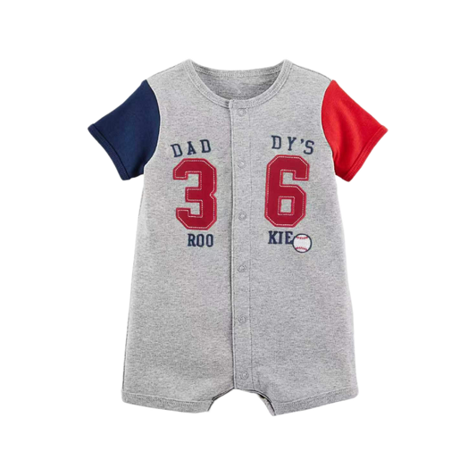 Sports Print Romper – Grey