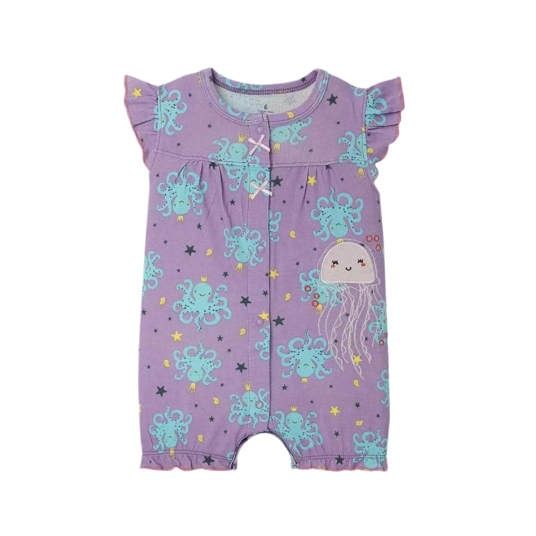 Friends Baby Romper Purple Ocean Print | Baby Girl Romper | Lullaby Threads
