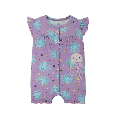 Friends Baby Romper Purple Ocean Print | Baby Girl Romper | Lullaby Threads