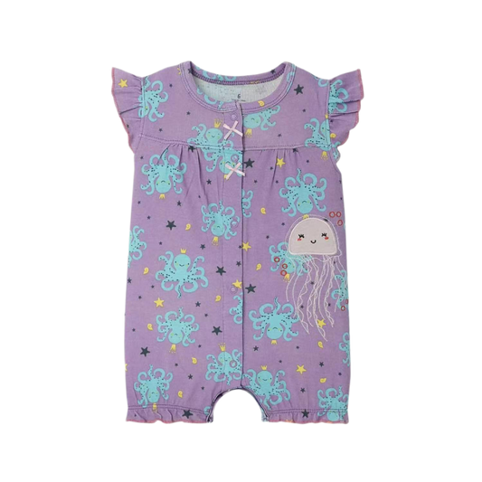 Friends Baby Romper Purple Ocean Print | Baby Girl Romper | Lullaby Threads
