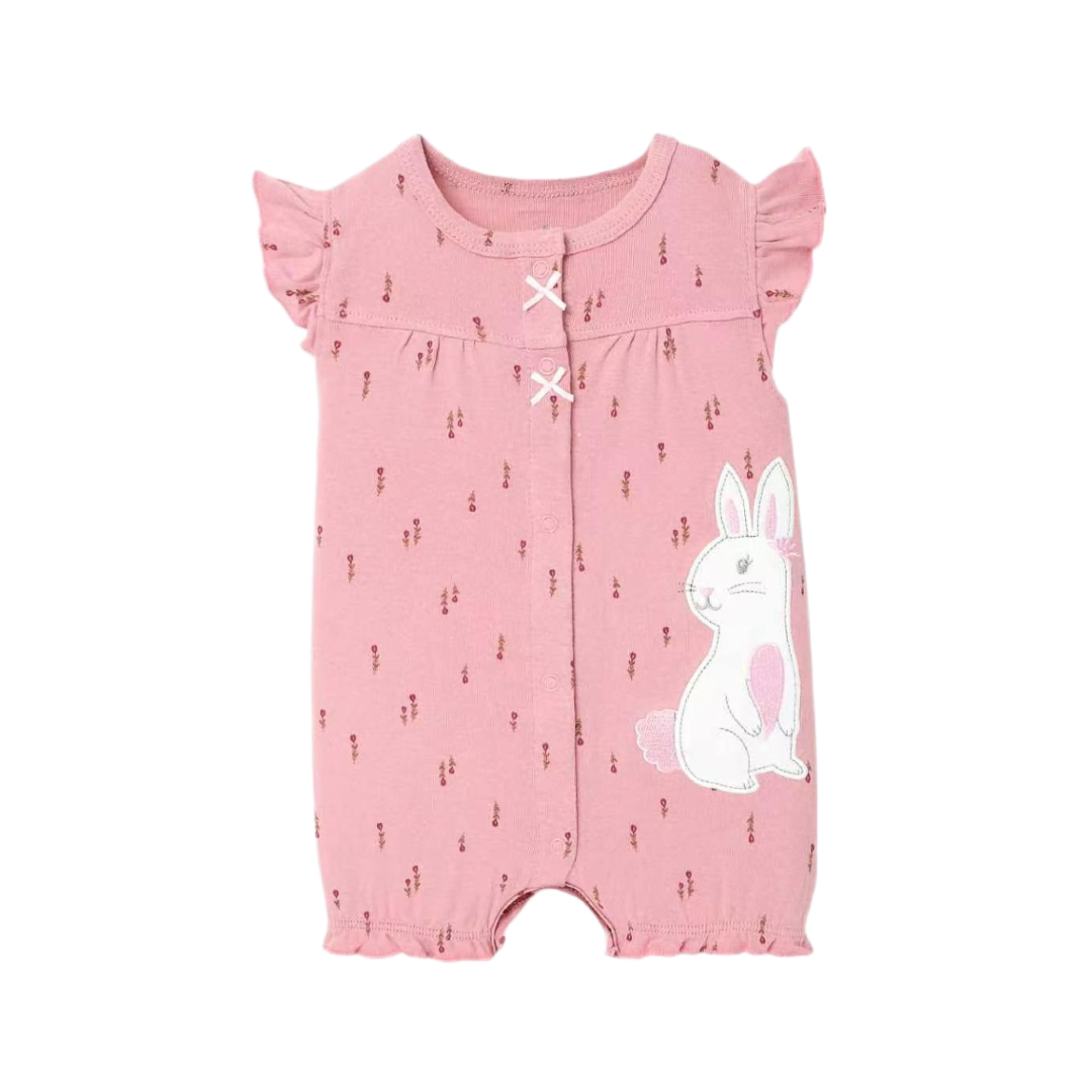Sweet Bunny Romper Soft Pink | Baby Girl Romper | Lullaby Threads