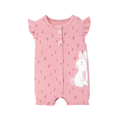 Sweet Bunny Romper Soft Pink | Baby Girl Romper | Lullaby Threads