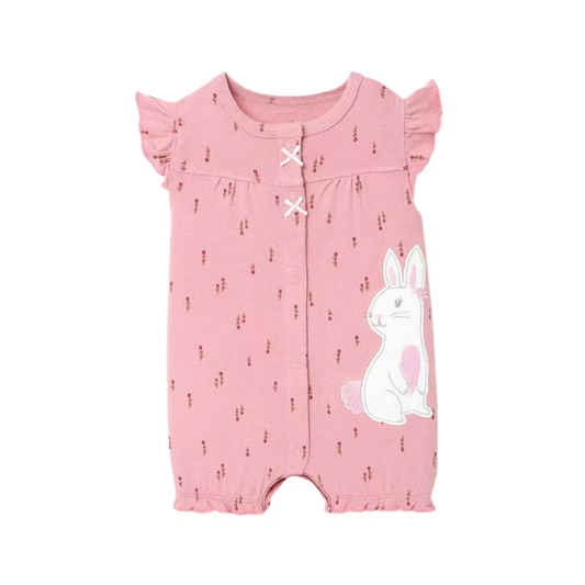 Sweet Bunny Romper Soft Pink | Baby Girl Romper | Lullaby Threads