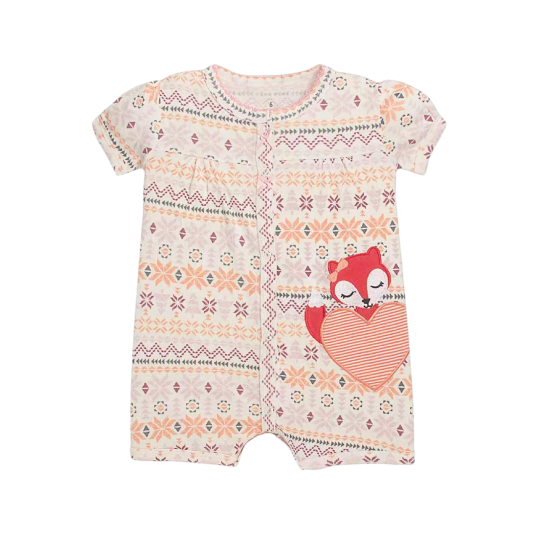 Little Fox Love Romper – Peach
