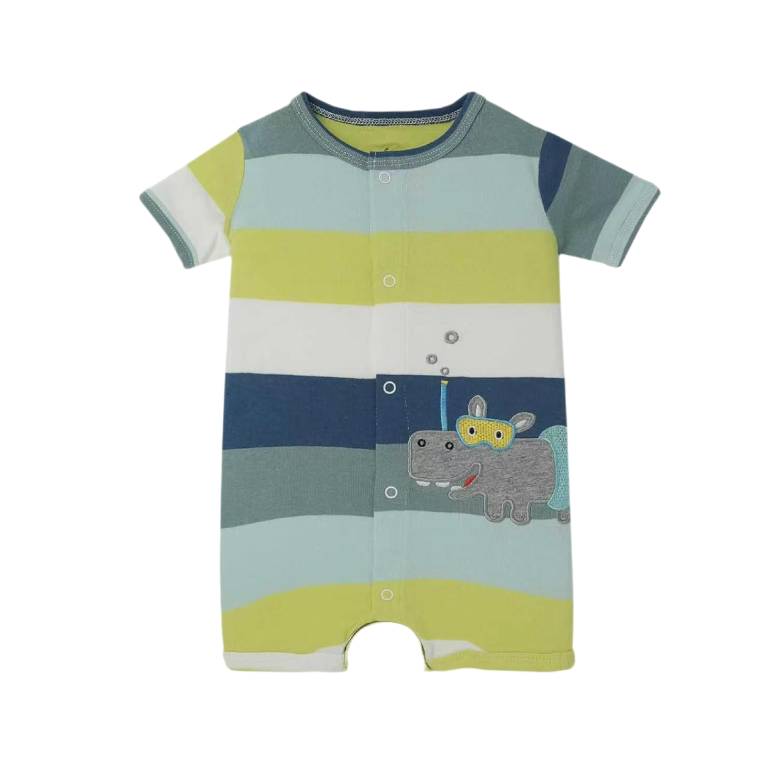 Happy Hippo Romper – Multi Stripe