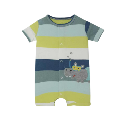 Happy Hippo Romper – Multi Stripe