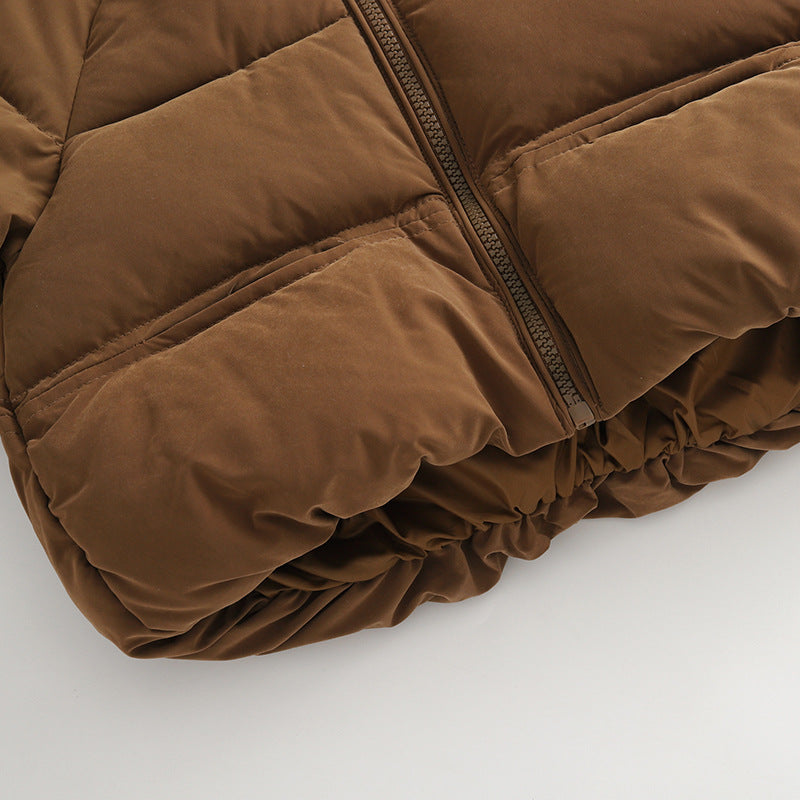 Coffee Teddy Bear Hooded Baby Puffer Jacket