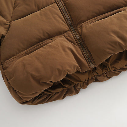 Coffee Teddy Bear Hooded Baby Puffer Jacket