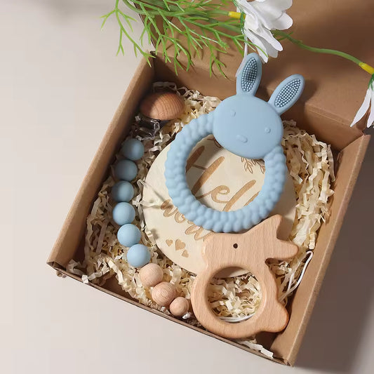 Lullaby Threads: Bunny Teether Box - Blue