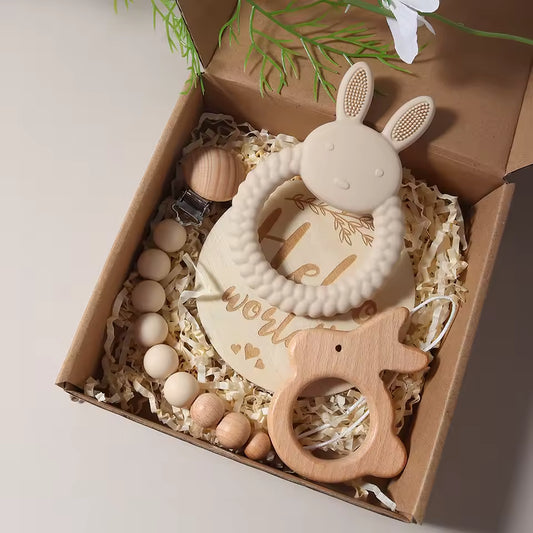 Lullaby Threads: Bunny Teether Box - Beige