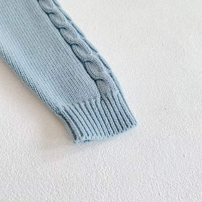 Sailor Knit Romper with Bow Detail - Blue