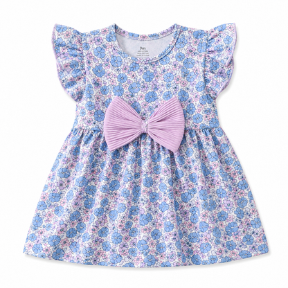 Summer Meadow Baby Cotton Dress – Blue Floral