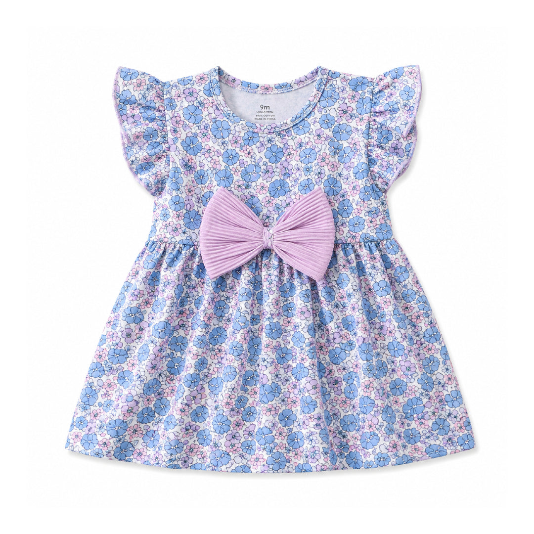 Summer Meadow Baby Cotton Dress – Blue Floral