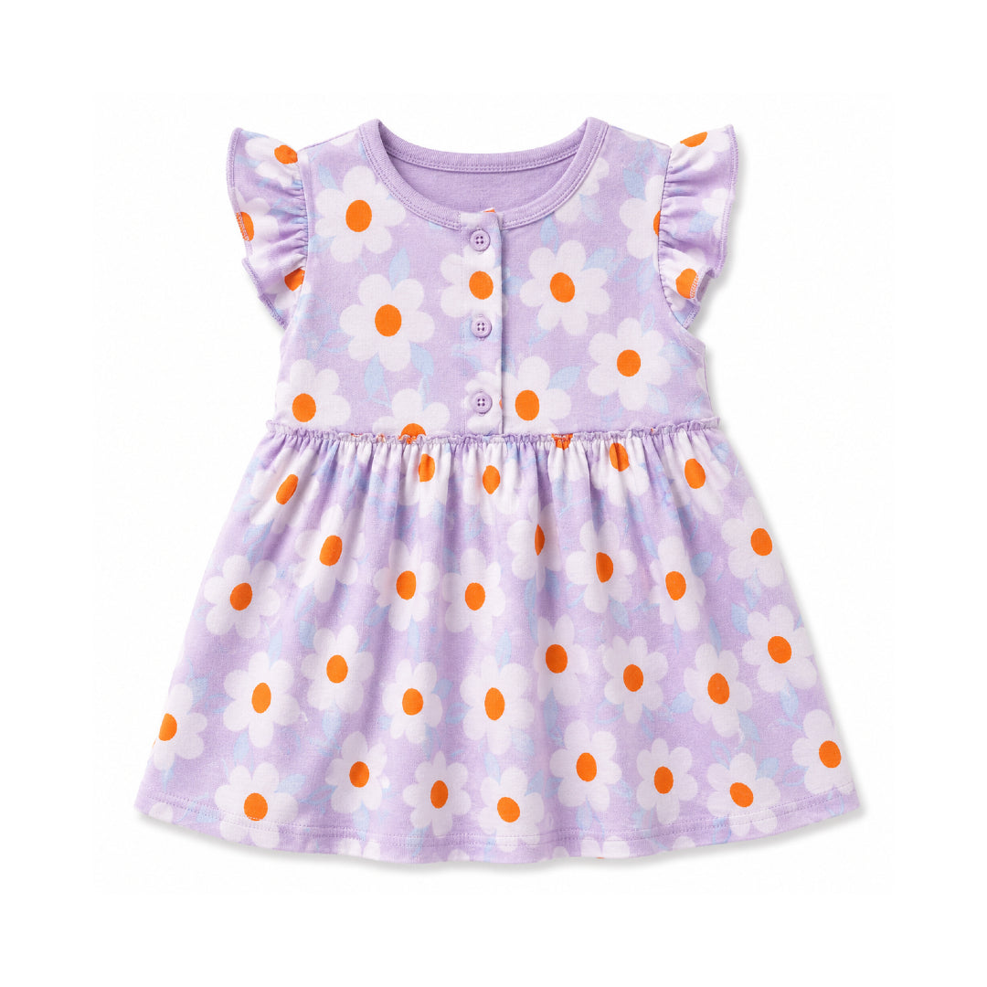 Sunny Daisy Baby Cotton Dress – Lilac