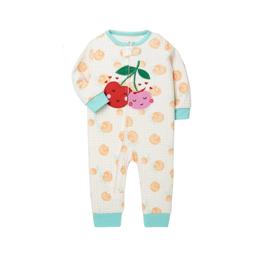 Sweet Cherry Baby Romper – Cream Multi
