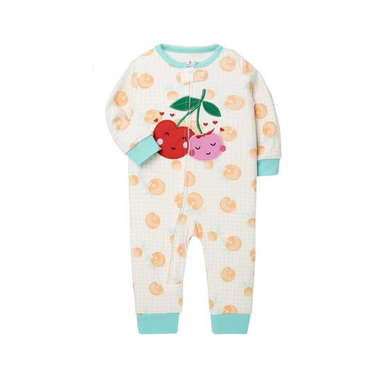 Sweet Cherry Baby Romper – Cream Multi