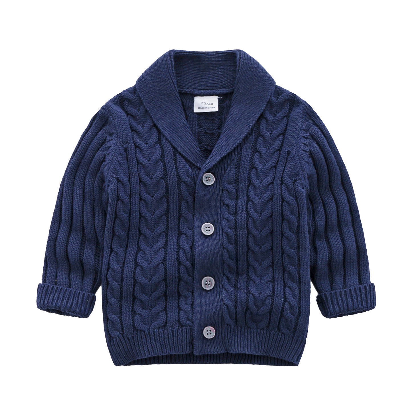 V-Neck Blue Button-Front Cardigan with Collars for Infant and Toddler