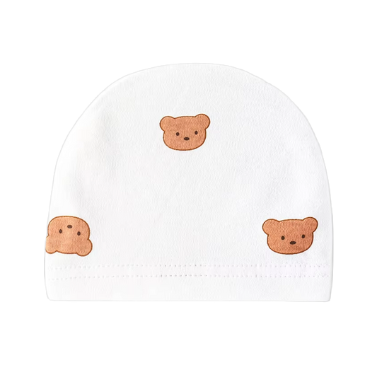 Baby Beanie Bear Print - White