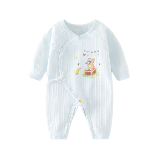 Bear and Duck Print Romper – Light Blue