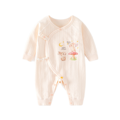 Bunny and Mushroom Print Romper – Peach