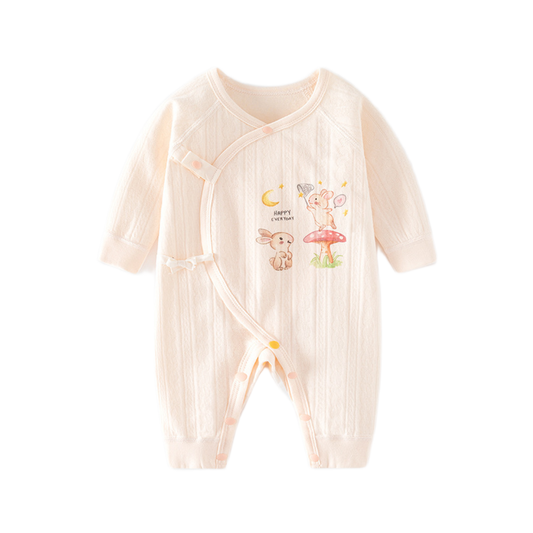 Bunny and Mushroom Print Romper – Peach