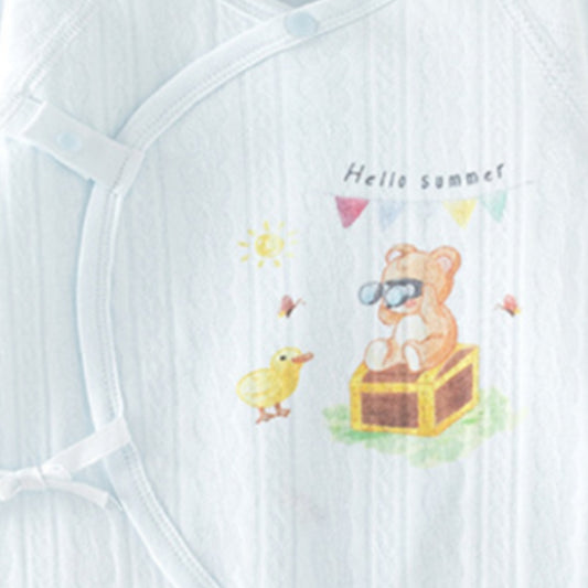 Bear and Duck Print Romper – Light Blue