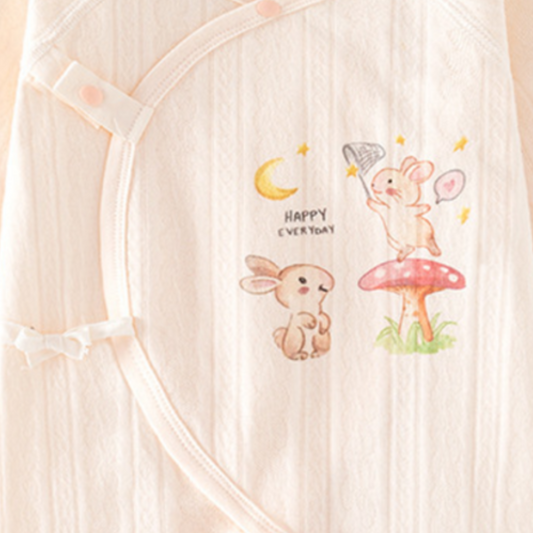 Bunny and Mushroom Print Romper – Peach