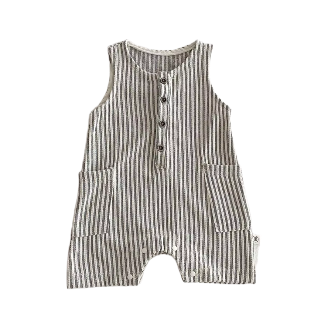 Striped Sleeveless Jumpsuit – White