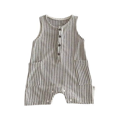 Striped Sleeveless Jumpsuit – White