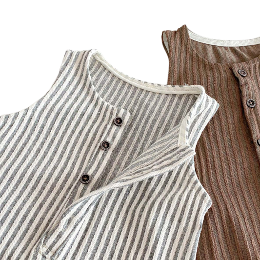 Striped Sleeveless Jumpsuit – White
